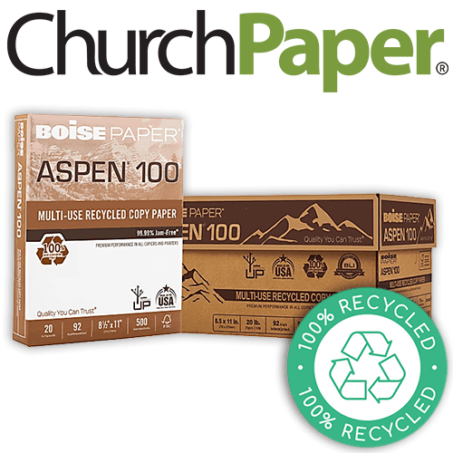 Boise Aspen 100 Recycled Copy/Laser Paper, 92 Brightness, White