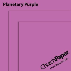 Neenah Astrobrights® Planetary Purple paper swatch showing overlapping sheets in a vibrant purple color.