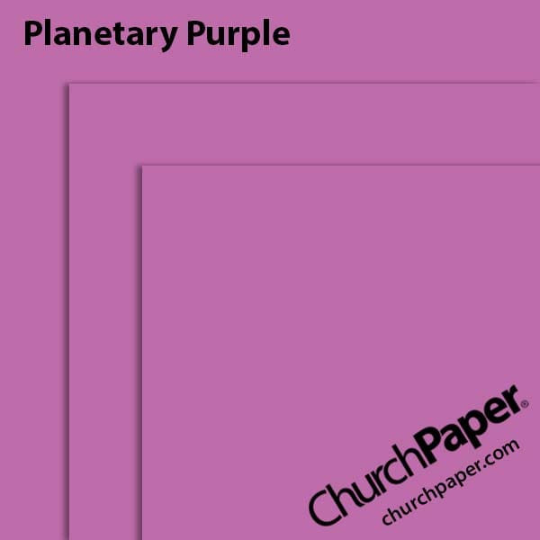 astrobrights-planetary-purple-paper-swatch-churchpaper Neenah Astrobrights® Planetary Purple paper swatch showing overlapping sheets in a vibrant purple color.