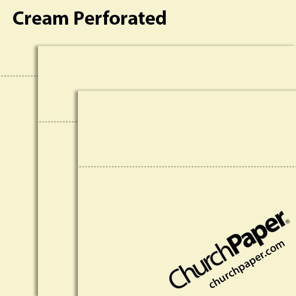 Church Paper Opaque Cream perforated paper swatch showing soft cream sheets with horizontal perforation lines.