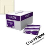 Domtar Cougar® Opaque Natural Paper with paper case, wrapped ream and natural paper swatch, available from Church Paper.