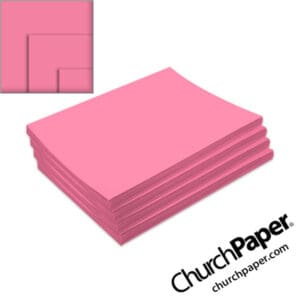 Pacon Tru-Ray® Construction Paper in Shocking Pink with paper stack and color swatch, available from Church Paper.