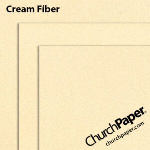 Neenah Royal Sundance® Cream Fiber paper and cardstock swatch showing the warm cream color, visible flecks and layered sheet corners from Church Paper.