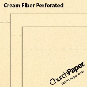 Neenah Royal Sundance® Cream Fiber perforated paper and cardstock swatch showing warm cream flecked sheets with horizontal perforation lines.