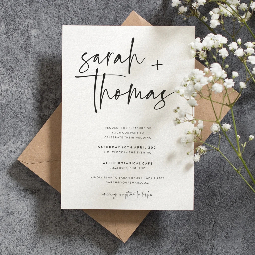 DIY wedding invitation using quality cardstock paper