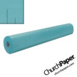 Pacon Rainbow Colored Kraft Paper Roll in Aqua with color swatch, featuring a full paper roll available from Church Paper.
