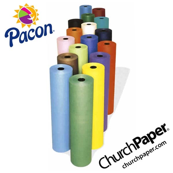 pacon-rainbow-colored-kraft-paper-rolls_churchpaper Assorted Pacon Rainbow Colored Kraft Paper Rolls in multiple colors for bulletin boards, arts and crafts, classroom projects and decorations, available from Church Paper.