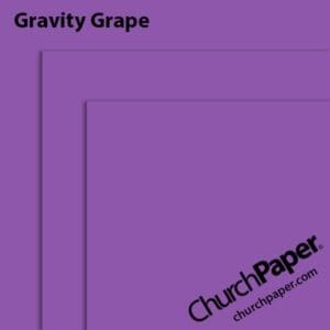 Neenah Astrobrights® Gravity Grape paper swatch showing the rich purple color with layered sheet corners from Church Paper.