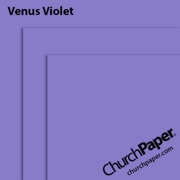 astrobrights-venus-violet-paper-swatch-churchpaper Neenah Astrobrights® Venus Violet paper swatch showing the vibrant violet color with layered sheet corners from Church Paper.