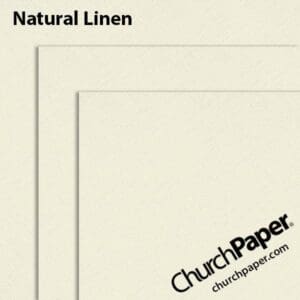 Neenah Royal Sundance® Natural Linen paper swatch showing the embossed linen texture with layered sheet corners from Church Paper.