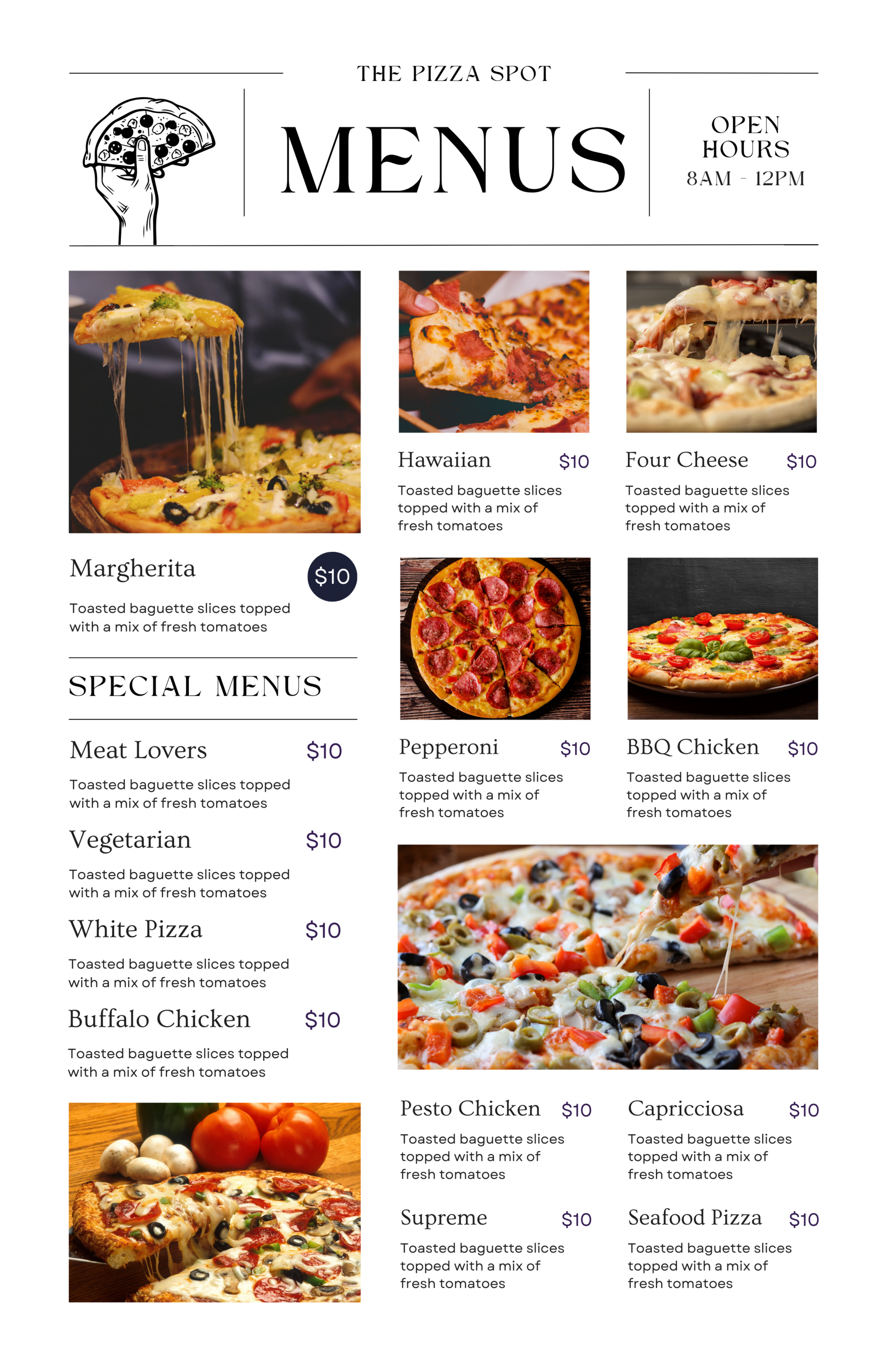 White, Simple Restaurant Menu Using Hammermill Color Menu Paper