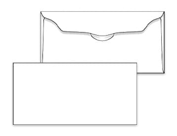 Illustration of a blank offering envelope showing the front and back, used as a template for custom imprinted church offering envelopes.