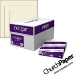 Domtar Cougar® Opaque Natural Paper with paper case, wrapped ream and natural paper swatch, available from Church Paper.