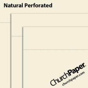 Domtar Cougar® Opaque Natural perforated paper swatch showing the warm natural paper color with horizontal perforation lines from Church Paper.
