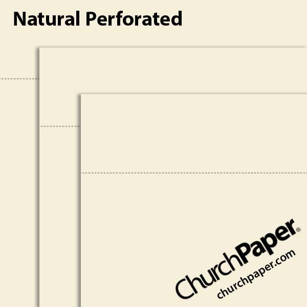 cougar-opaque-natural-perforated-swatch-churchpaper Domtar Cougar® Opaque Natural perforated paper swatch showing the warm natural paper color with horizontal perforation lines from Church Paper.