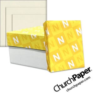 Neenah Royal Sundance® Natural Linen Paper with paper carton, wrapped ream and natural linen paper swatch, available from Church Paper.