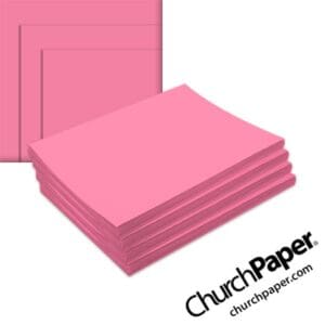 Pacon Tru-Ray® Construction Paper in Shocking Pink with paper stack and color swatch, available from Church Paper.