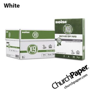 Boise X-9 Multipurpose White Copy Paper case and ream, available from Church Paper.