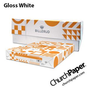 Billerud Blazer Digital white gloss paper and cardstock in packaged reams.