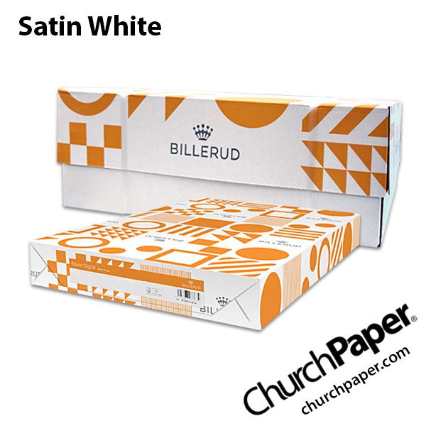 Billerud Blazer Digital white satin paper and cardstock in packaged reams.